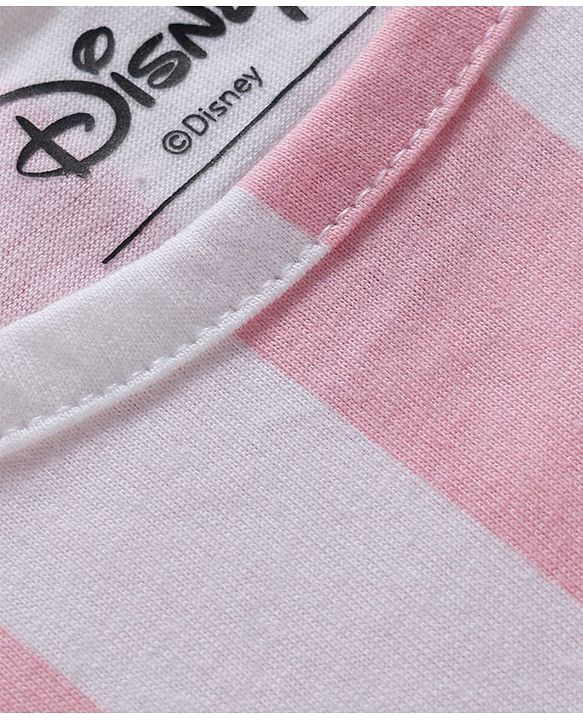 Pine Kids Disney Single Jersey Knit Mid Thigh Half Sleeves Nighty With Lilo & Stitch Graphics - Pink