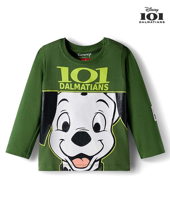 Babyhug Disney Single Jersey Knit Full Sleeves T-Shirt with 101 Dalmatians Graphics - Green