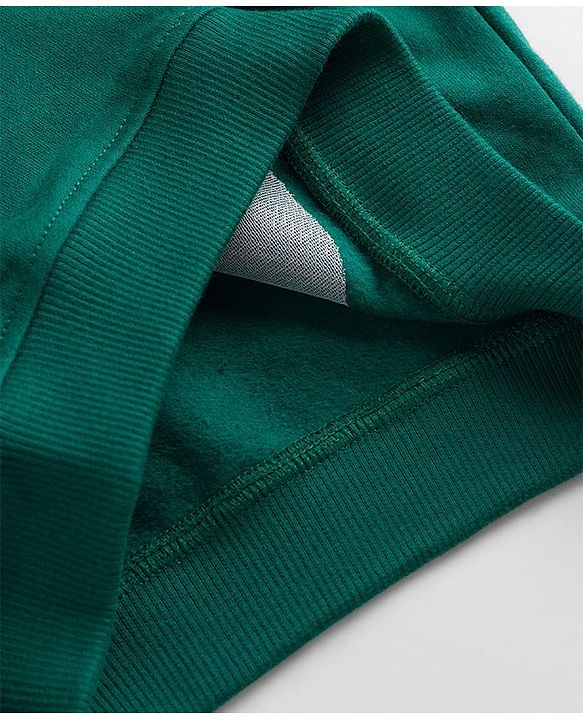 Babyhug Fleece Knit Full Sleeves Sweatshirt With Sequin Detailing - Green