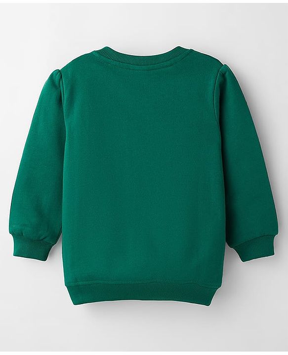 Babyhug Fleece Knit Full Sleeves Sweatshirt With Sequin Detailing - Green
