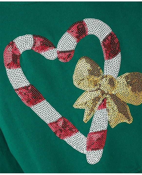 Babyhug Fleece Knit Full Sleeves Sweatshirt With Sequin Detailing - Green