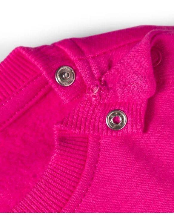 Babyhug Fleeve Knit Full Sleeves Sweatshirt With Foil Floral Print - Pink