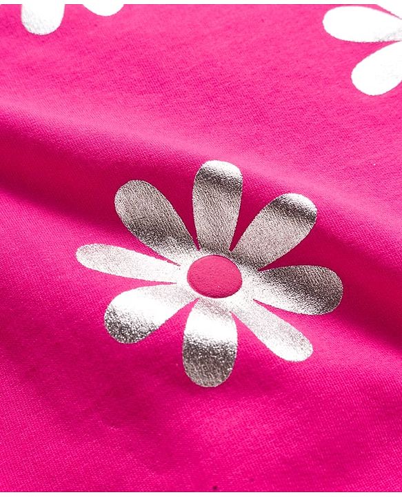 Babyhug Fleeve Knit Full Sleeves Sweatshirt With Foil Floral Print - Pink