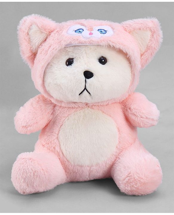 Babyhug 35cm Plush Hooded Teddy Bear Soft Toy - Pink| for Toddler Gifting| Boys & Girls| Stuffed Animal| Baby Safe| Cuddle & Travel Partner| Super Soft Fabric| Room & Car Décor