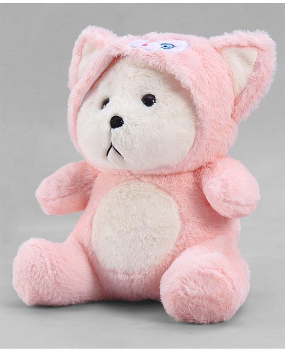 Babyhug 35cm Plush Hooded Teddy Bear Soft Toy - Pink| for Toddler Gifting| Boys & Girls| Stuffed Animal| Baby Safe| Cuddle & Travel Partner| Super Soft Fabric| Room & Car Décor