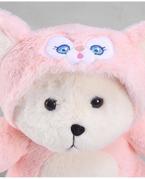 Babyhug 35cm Plush Hooded Teddy Bear Soft Toy - Pink| for Toddler Gifting| Boys & Girls| Stuffed Animal| Baby Safe| Cuddle & Travel Partner| Super Soft Fabric| Room & Car Décor