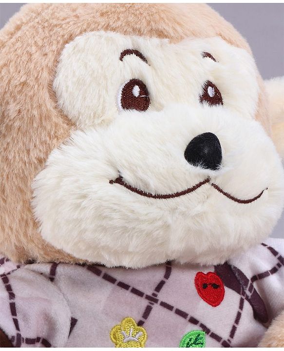 Babyhug 35cm Plush Cute Monkey with T-shirt Soft Toy - Brown| for Toddler Gifting| Boys & Girls| Stuffed Animal| Baby Safe| Cuddle & Travel Partner| Super Soft Fabric| Room & Car Décor