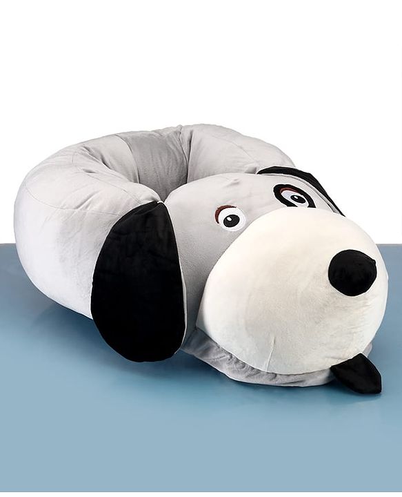 Babyhug Plush Dog Baby Seater - Grey|Super Soft & Comfortable| Sitting Support for Infants| Ideal for Playtime|Rest & Lounging|  Infant Safety Chair| Toddler Sitting Trainer| Maintain Good Posture