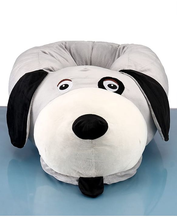 Babyhug Plush Dog Baby Seater - Grey|Super Soft & Comfortable| Sitting Support for Infants| Ideal for Playtime|Rest & Lounging|  Infant Safety Chair| Toddler Sitting Trainer| Maintain Good Posture