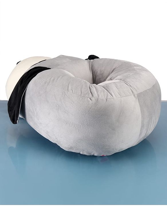 Babyhug Plush Dog Baby Seater - Grey|Super Soft & Comfortable| Sitting Support for Infants| Ideal for Playtime|Rest & Lounging|  Infant Safety Chair| Toddler Sitting Trainer| Maintain Good Posture