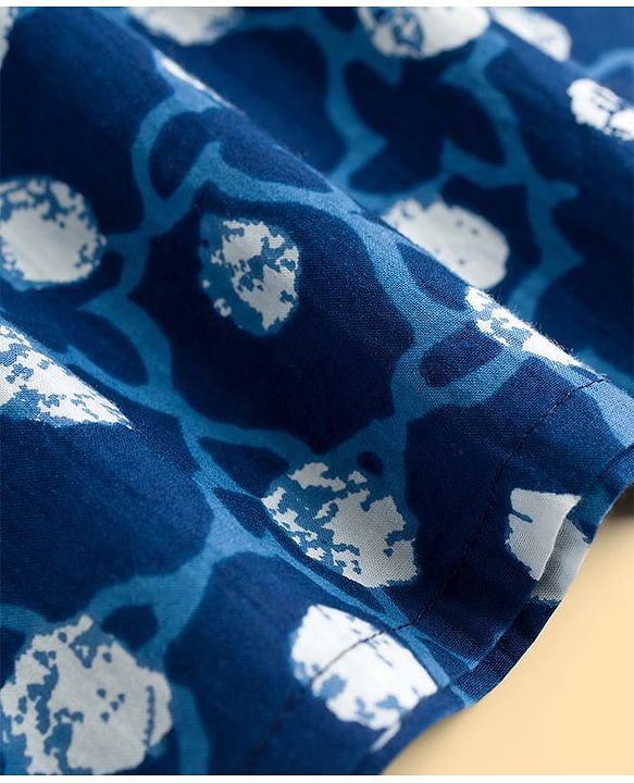Pine Kids Cotton Woven Floral Printed Kurta & Pyjama Set - Blue
