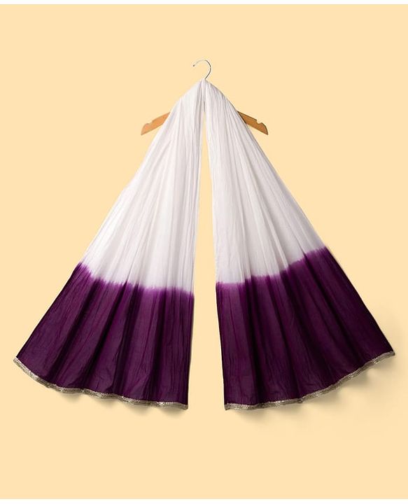 Pine Kids Viscose Woven Half Sleeves Choli Lehenga Set with Dupatta & Motif Glitter Print - Purple