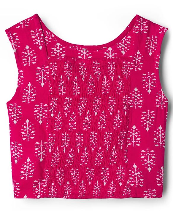 Pine Kids Cotton Woven Sleeveless Floral & Badhani Printed Top with Jacket & Pant Set - Pink