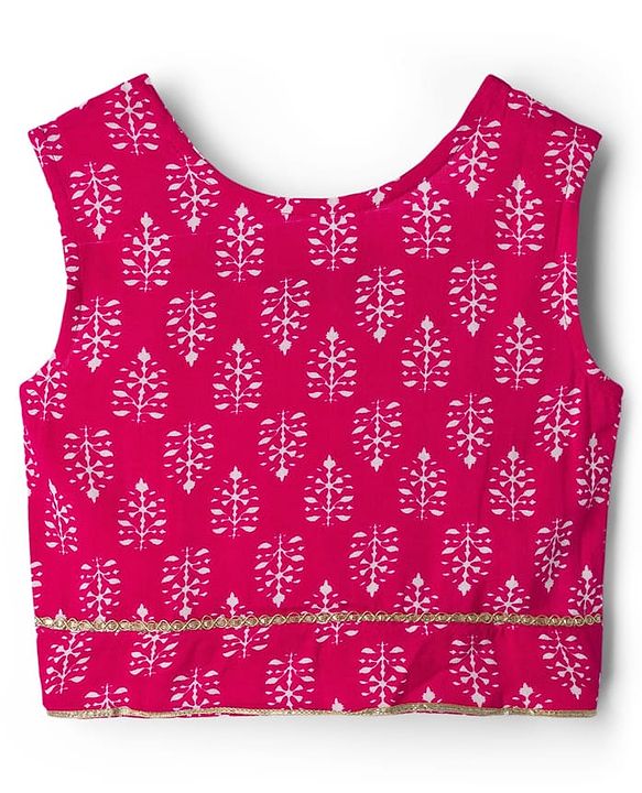 Pine Kids Cotton Woven Sleeveless Floral & Badhani Printed Top with Jacket & Pant Set - Pink