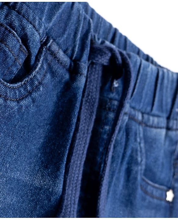 Babyhug Denim Full Length Washed Joggers with Stretch - Black