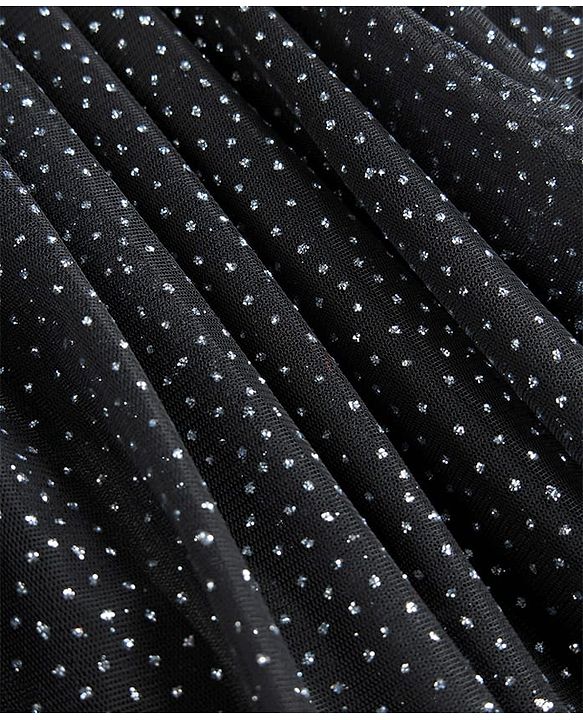 Pine Kids Woven Sleeveless Halter Neck Party Gown With Glitter Print - Black
