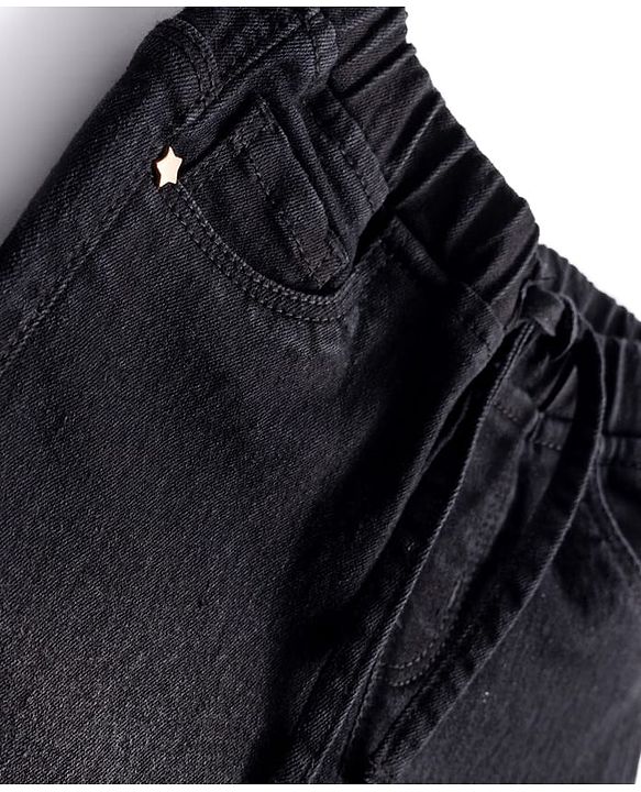 Babyhug Denim Full Length Washed Jogger With Stretch - Black