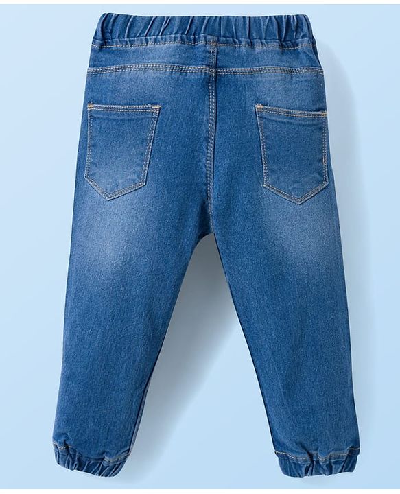 Babyhug Denim Full Length Washed Jogger With Stretch - Black