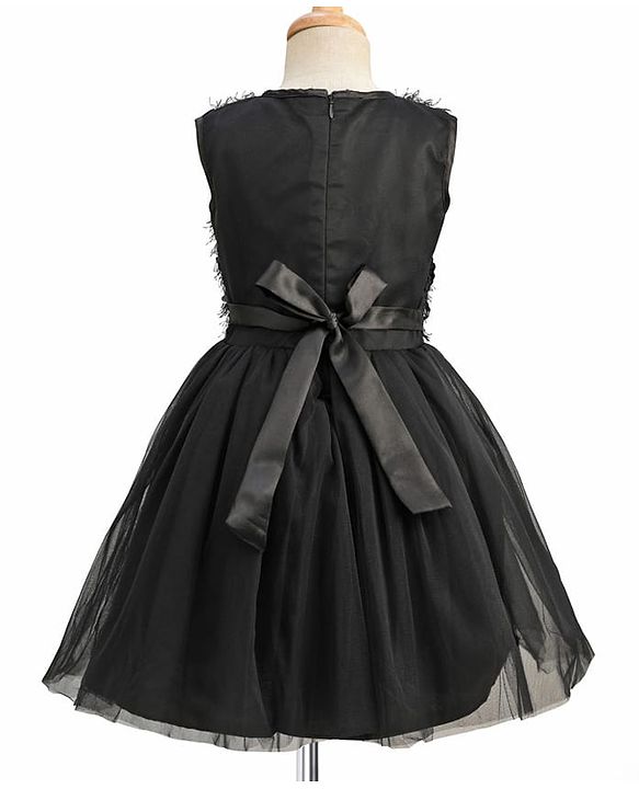Pine Kids Knit Sleeveless Flared Party Dress with Sequin Detailing - Black
