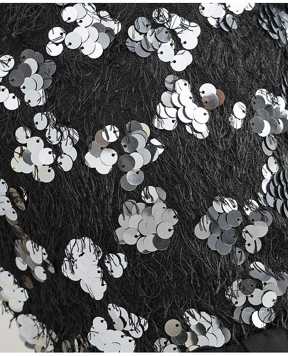 Pine Kids Knit Sleeveless Flared Party Dress with Sequin Detailing - Black