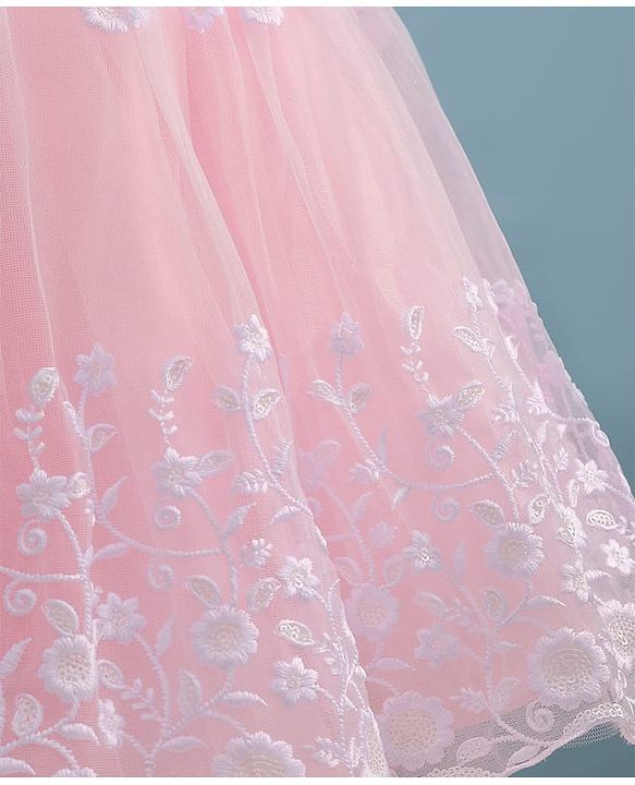 Pine Kids Knit Sleeveless Flared Party Dress with Floral Embroidery - Pink