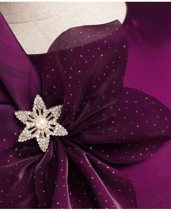Pine Kids Woven Sleeveless Party Dress with Floral Applique - Dark Purple