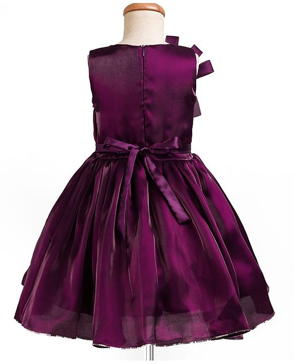 Pine Kids Woven Sleeveless Party Dress with Floral Applique - Dark Purple