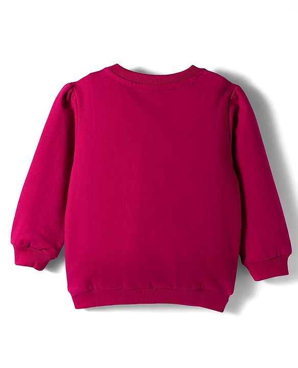 Babyhug Cotton Knit Full Sleeves Sweatshirt With Rhinestone Detailing - Red