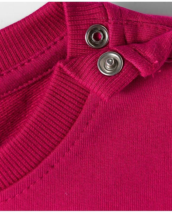 Babyhug Cotton Knit Full Sleeves Sweatshirt With Rhinestone Detailing - Red