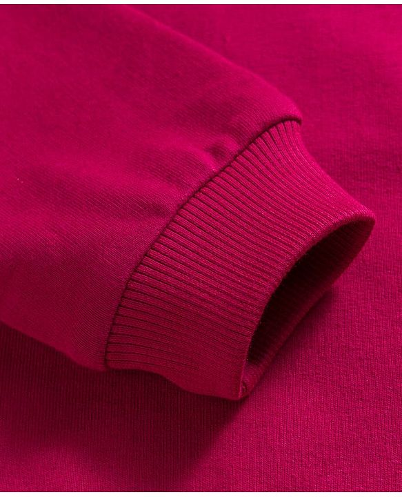 Babyhug Cotton Knit Full Sleeves Sweatshirt With Rhinestone Detailing - Red