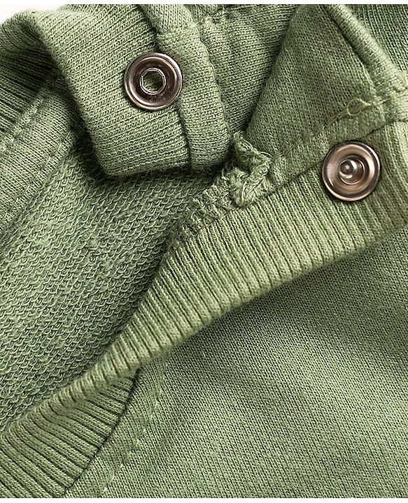 Babyhug Cotton Knit Full Sleeves Sweatshirt With Rhinestone Detailing - Green