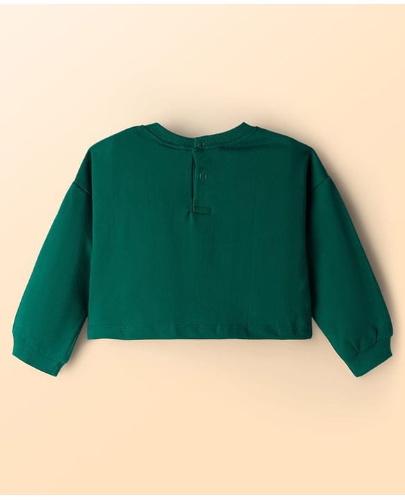 Babyhug Cotton Knit Full Sleeves Sweatshirt With Floral Print & Inner Tee - Green