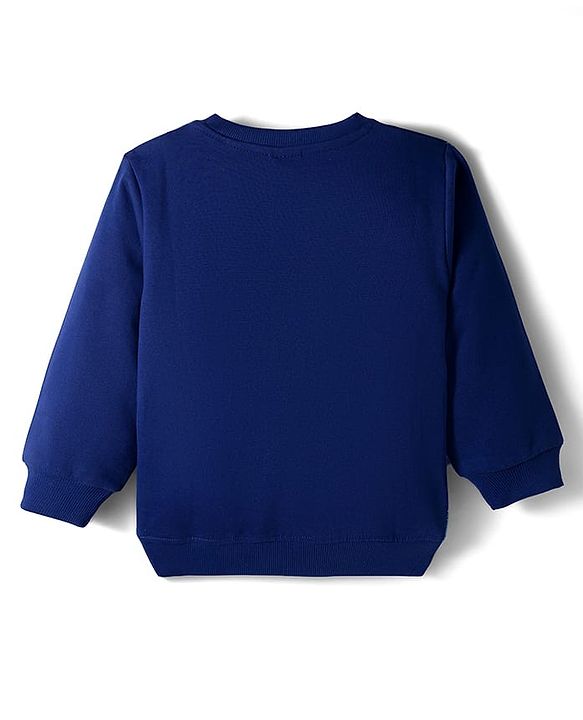 Babyhug Cotton Knit Full Sleeves Sweatshirt with Dino Print - Navy Blue