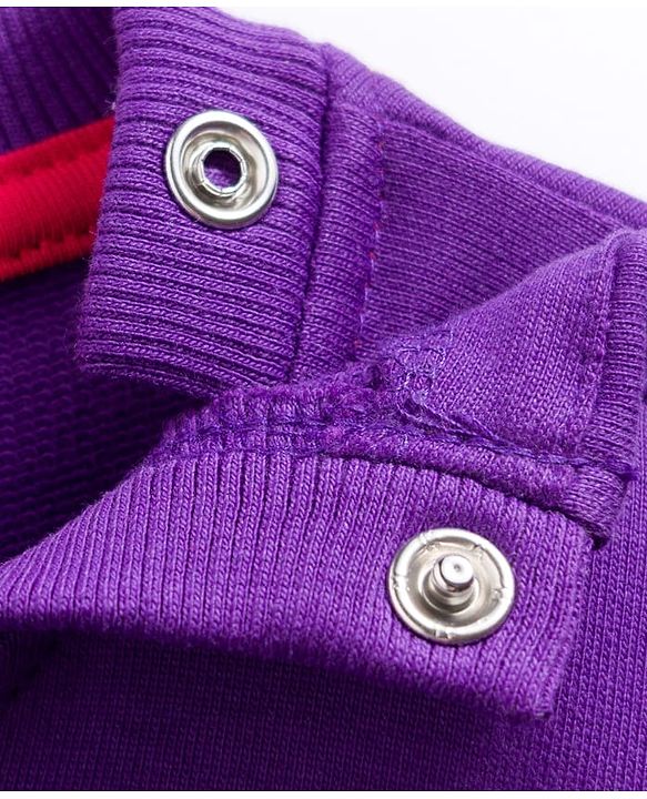 Babyhug Cotton Knit Full Sleeves Sweatshirt With Dino Print - Purple