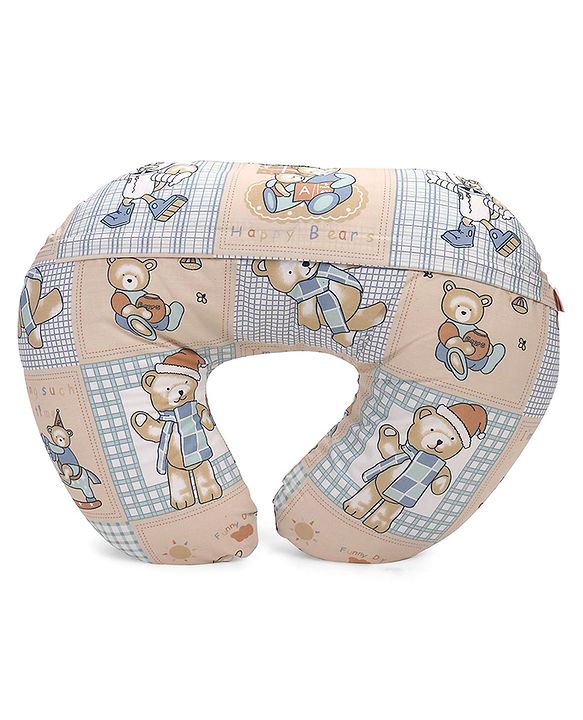 Babyhug Cotton Feeding Pillow Teddy Bear Print - Pink | Fits upto waist size 44 inches