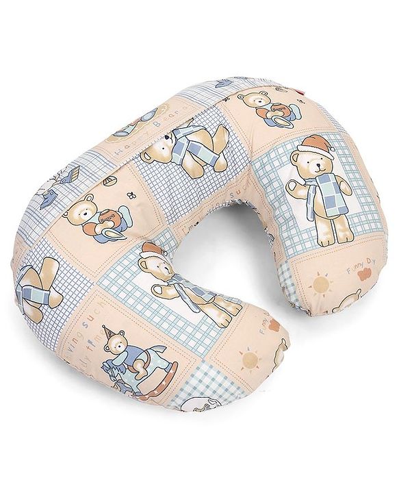 Babyhug Cotton Feeding Pillow Teddy Bear Print - Pink | Fits upto waist size 44 inches