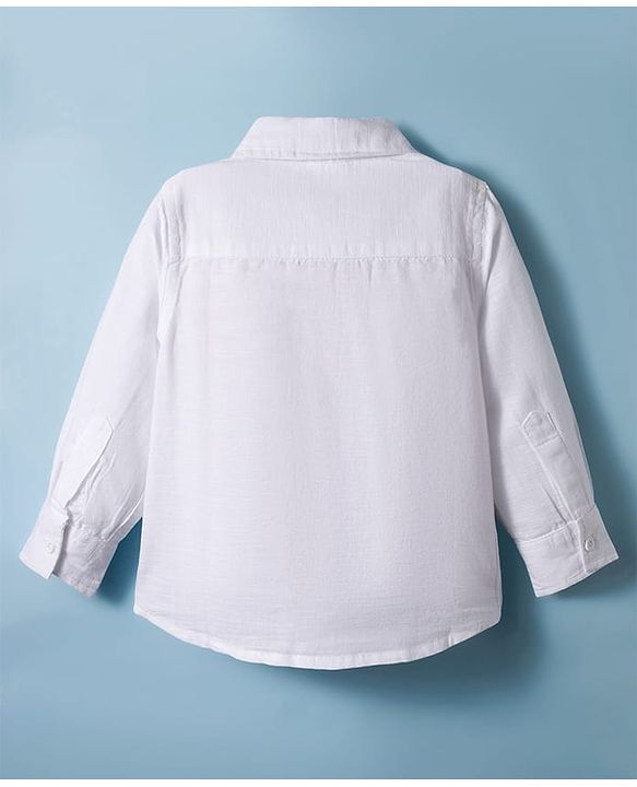 Babyhug Cotton Woven Full Sleeve Solid Color Shirt - White