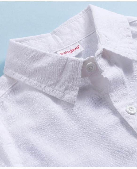 Babyhug Cotton Woven Full Sleeve Solid Color Shirt - White