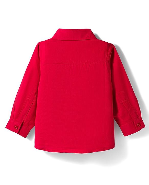 Babyhug Cotton Woven Full Sleeves Solid Shirt - Red