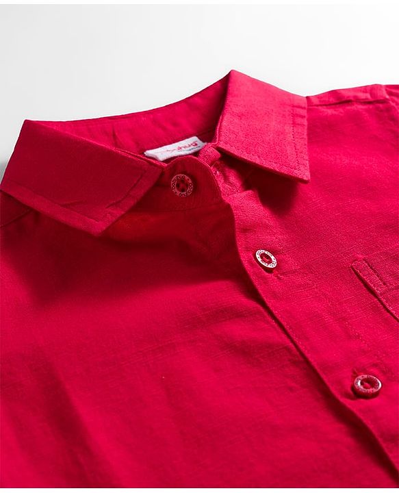 Babyhug Cotton Woven Full Sleeves Solid Shirt - Red