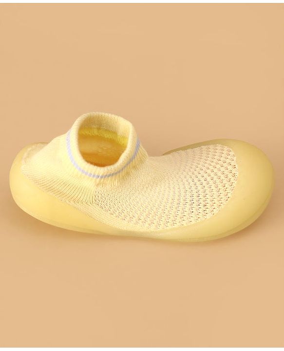Cute Walk by Babyhug Solid Color Sock Shoes - Yellow