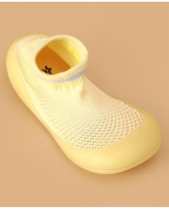 Cute Walk by Babyhug Solid Color Sock Shoes - Yellow