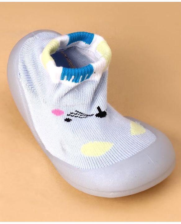 Cute Walk by Babyhug Slip On Sock Shoes With Cat Design - Blue