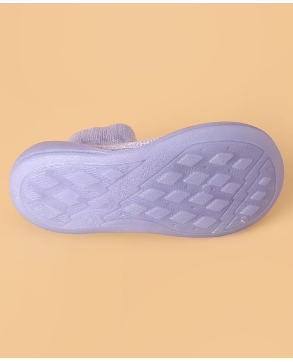 Cute Walk by Babyhug Slip On Sock Shoes with Triangle Design - Purple