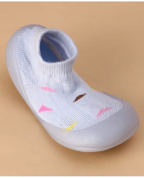 Cute Walk by Babyhug Slip On Sock Shoes with Triangle Design - Purple
