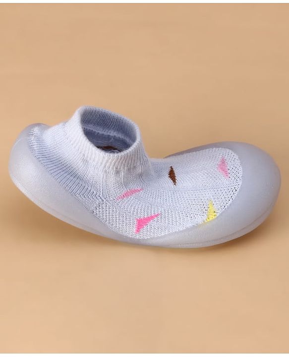 Cute Walk by Babyhug Slip On Sock Shoes with Triangle Design - Purple