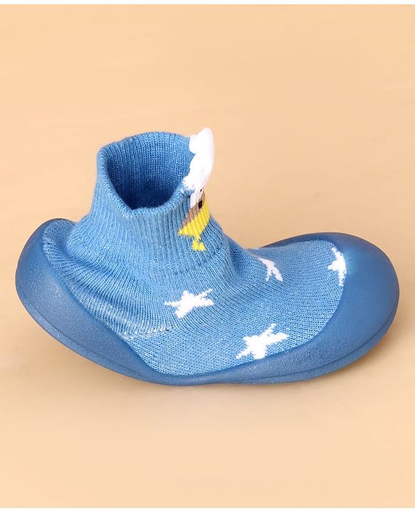 Cute Walk by Babyhug Sock Shoes With Star Design - Blue