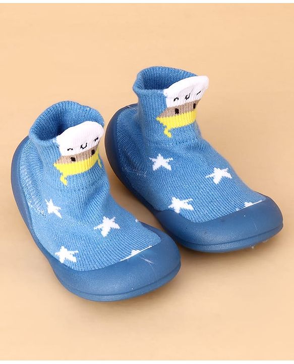 Cute Walk by Babyhug Sock Shoes With Star Design - Blue