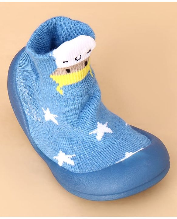 Cute Walk by Babyhug Sock Shoes With Star Design - Blue