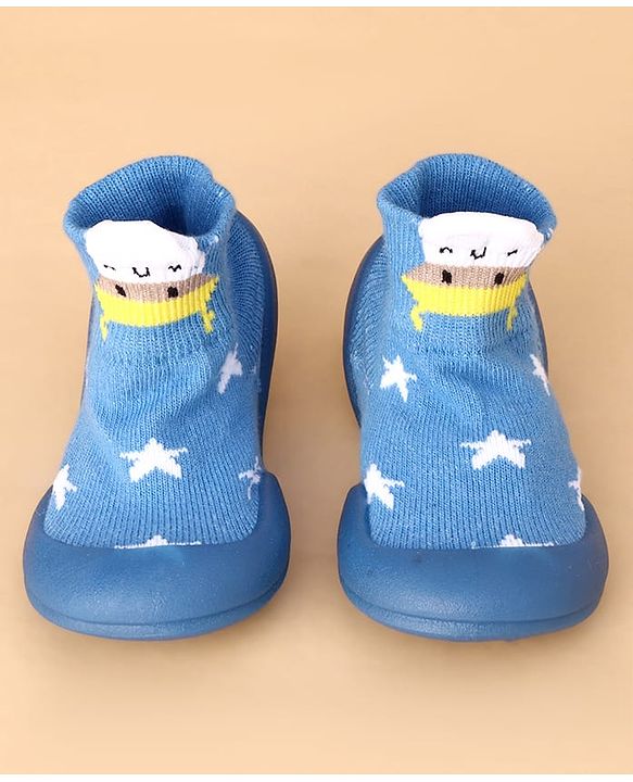 Cute Walk by Babyhug Sock Shoes With Star Design - Blue